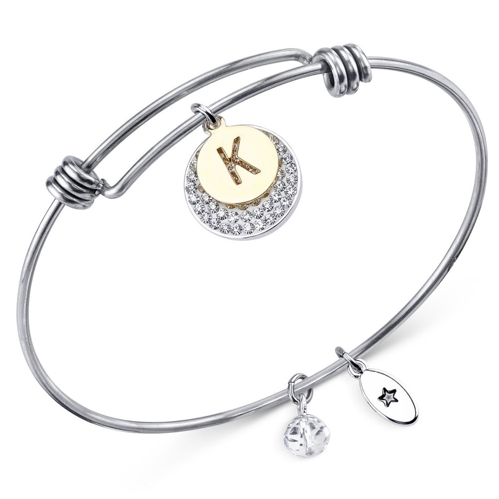 🆕Unwritten pavé and initial disc bangle bracelet